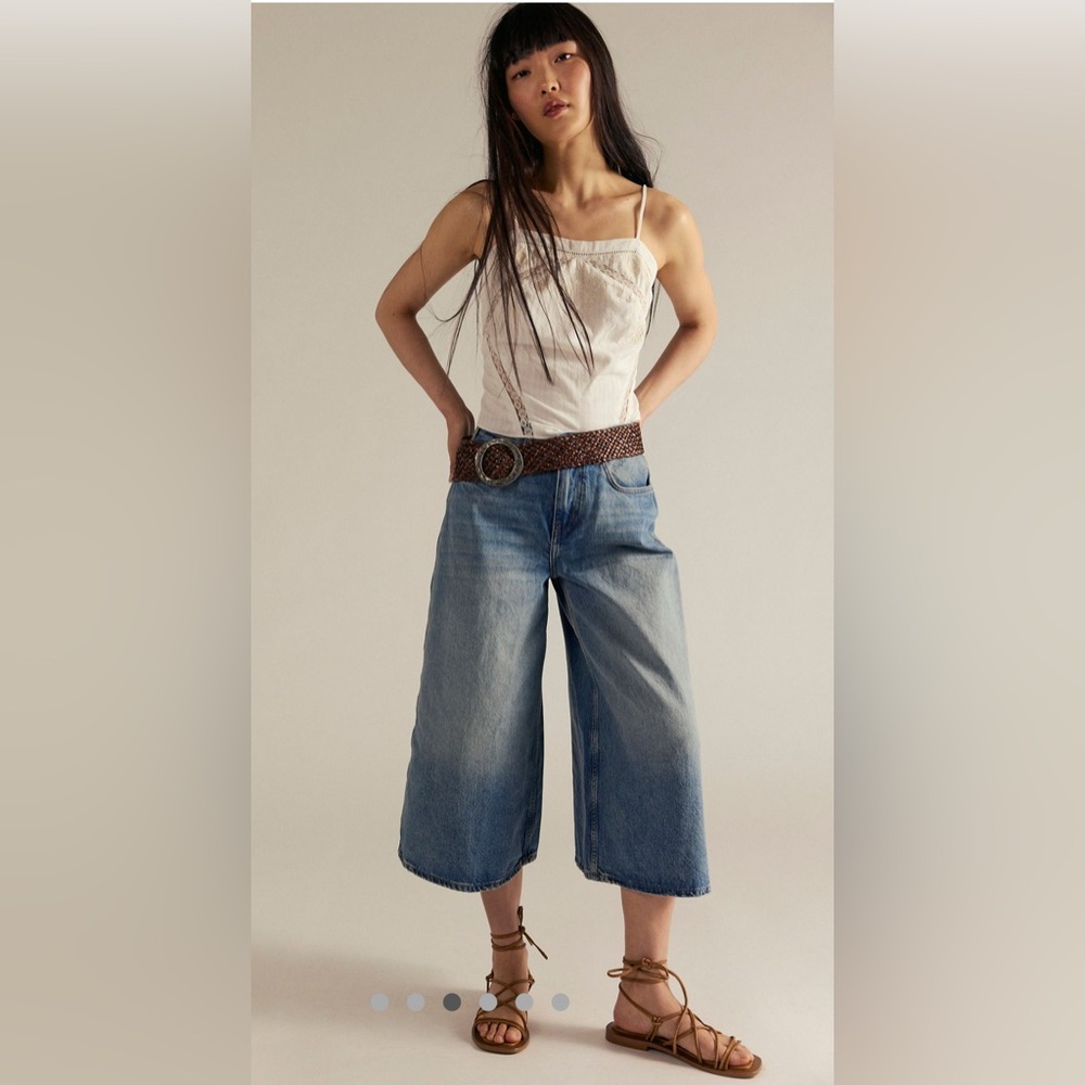 We the Free People High Top Wide Crop Jeans Sz 28 L